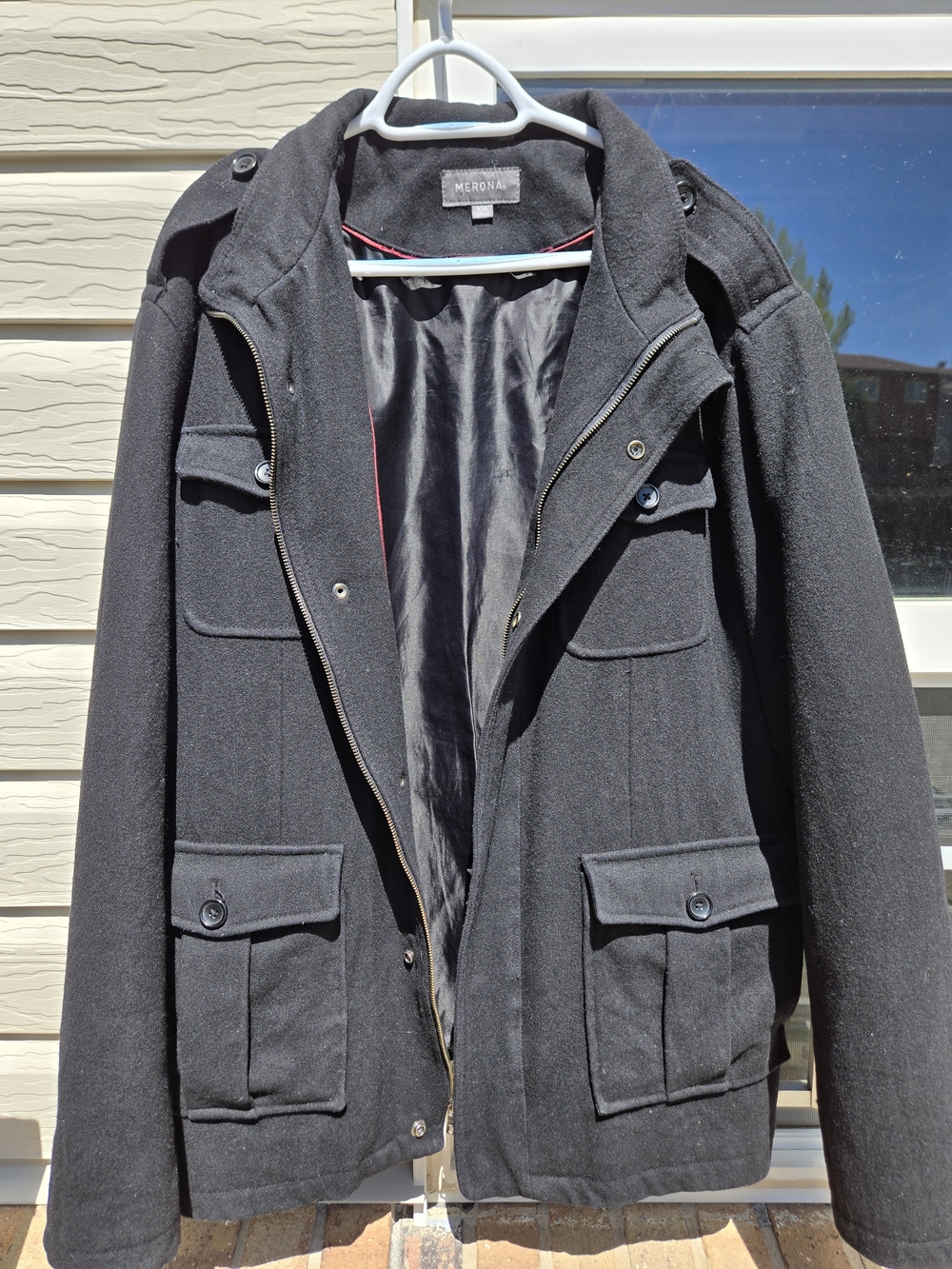 Merona Men's Charcoal Black Military Field Jacket